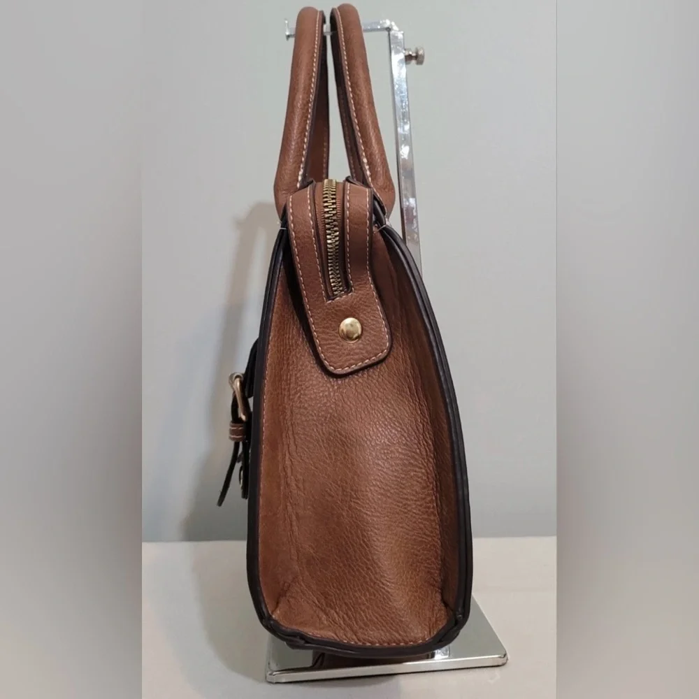 Darcy Marks London Satchel Crossbody Bag Brown Vegan Leather